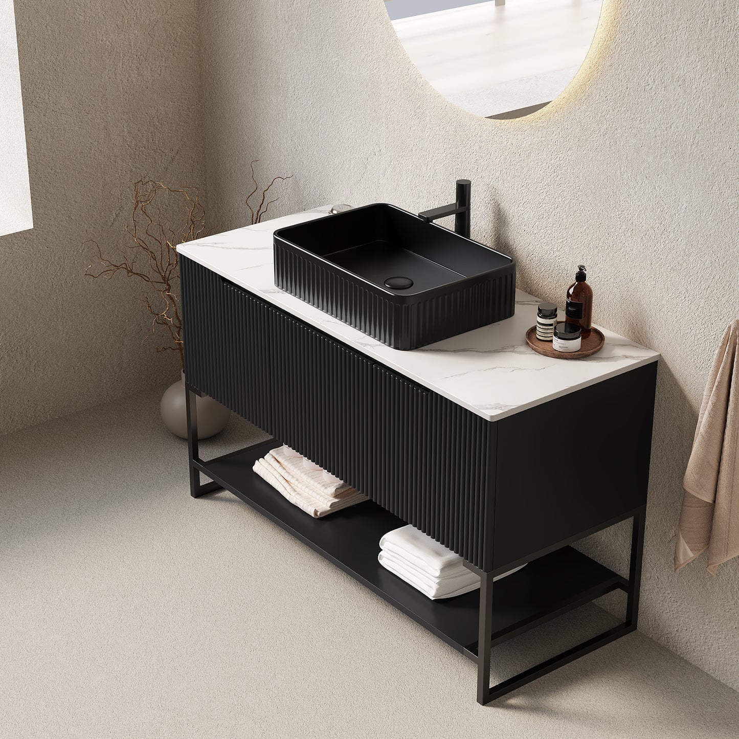 Tulio 48"Striped Bathroom Vanity With Vessel Sink