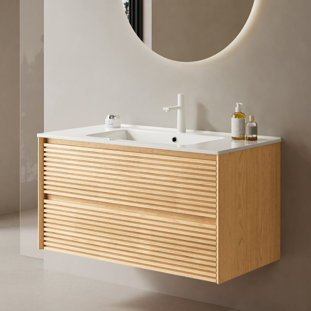 BRON Bathroom Vanity with Sink,Corolla Oak Woodgrain Color