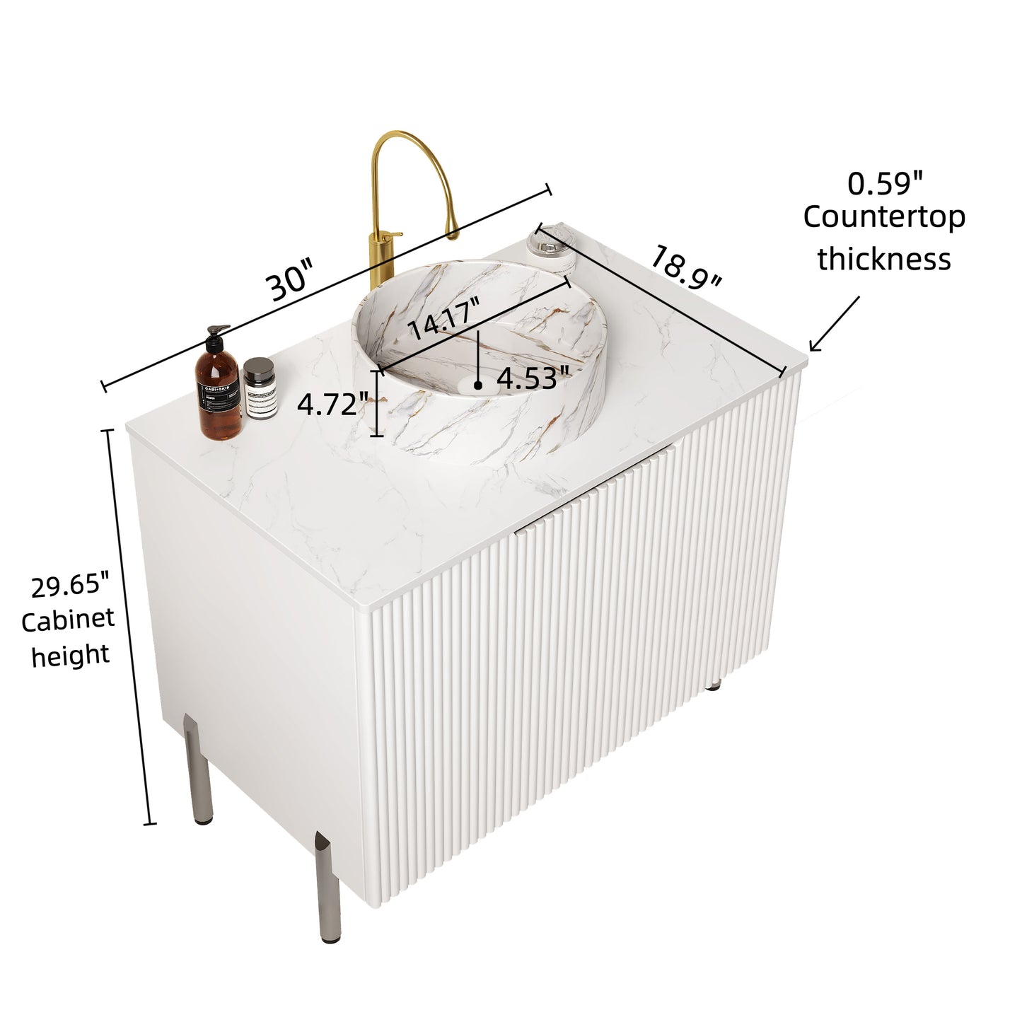 TURIO Bathroom Vanity with Sink, White Color