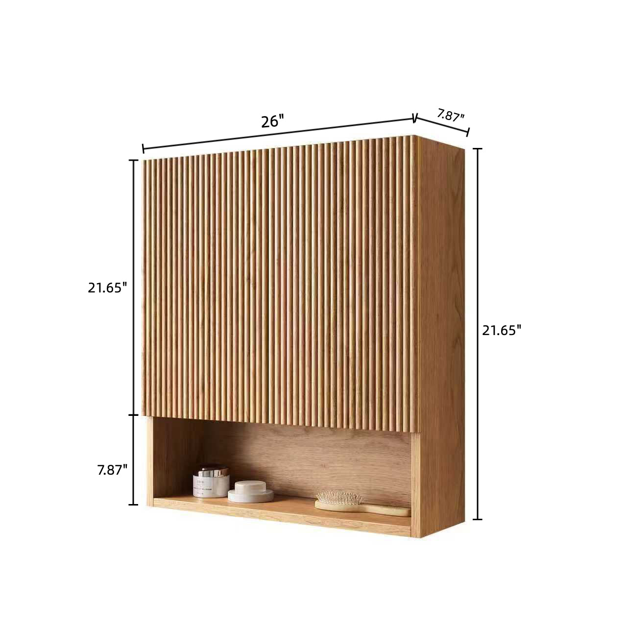 TOBI 26" Wall-Mounted Striped Bathroom Cabinet,Natural Woodgrain