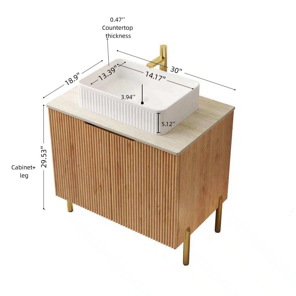 TURIO Bathroom Vanity with Sink, Woodgrain Color