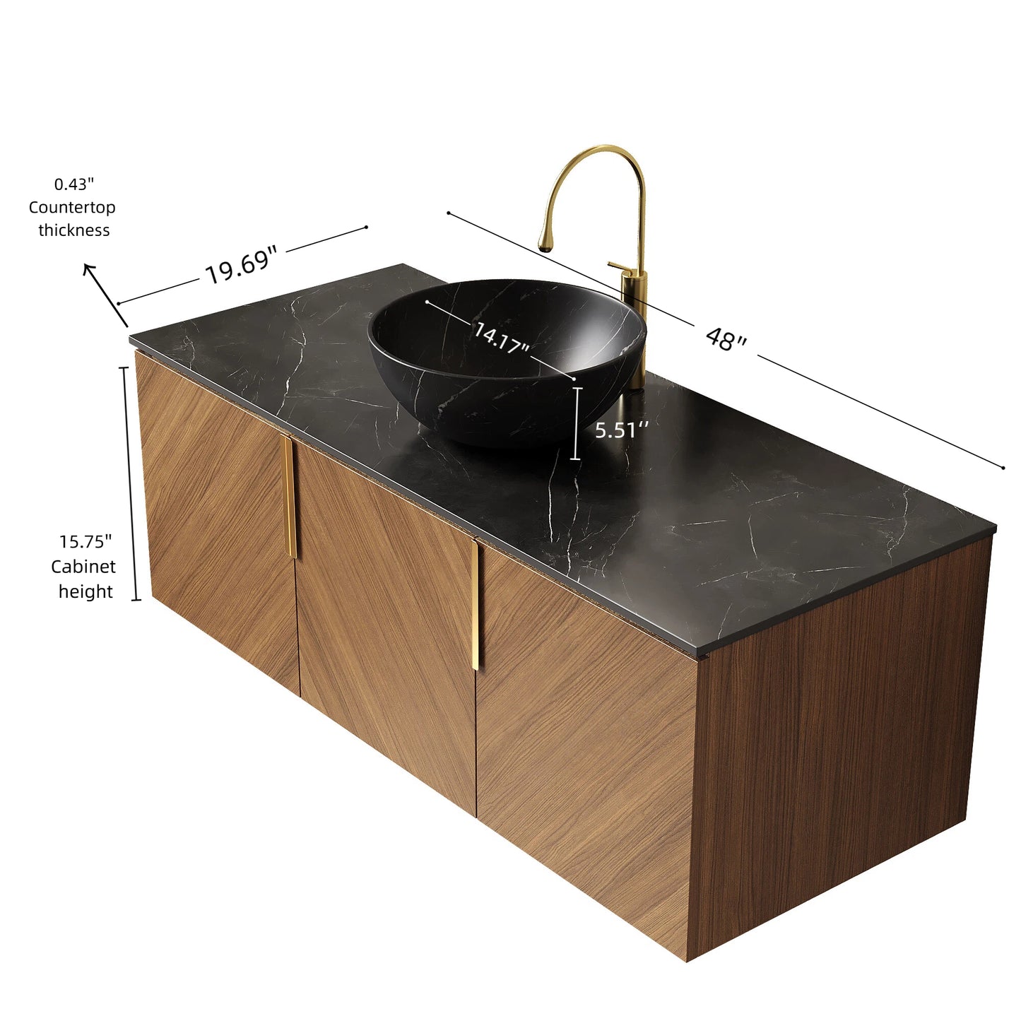 ARAI Bathroom Vanity&Sink,Brown Oak Woodgrain Color
