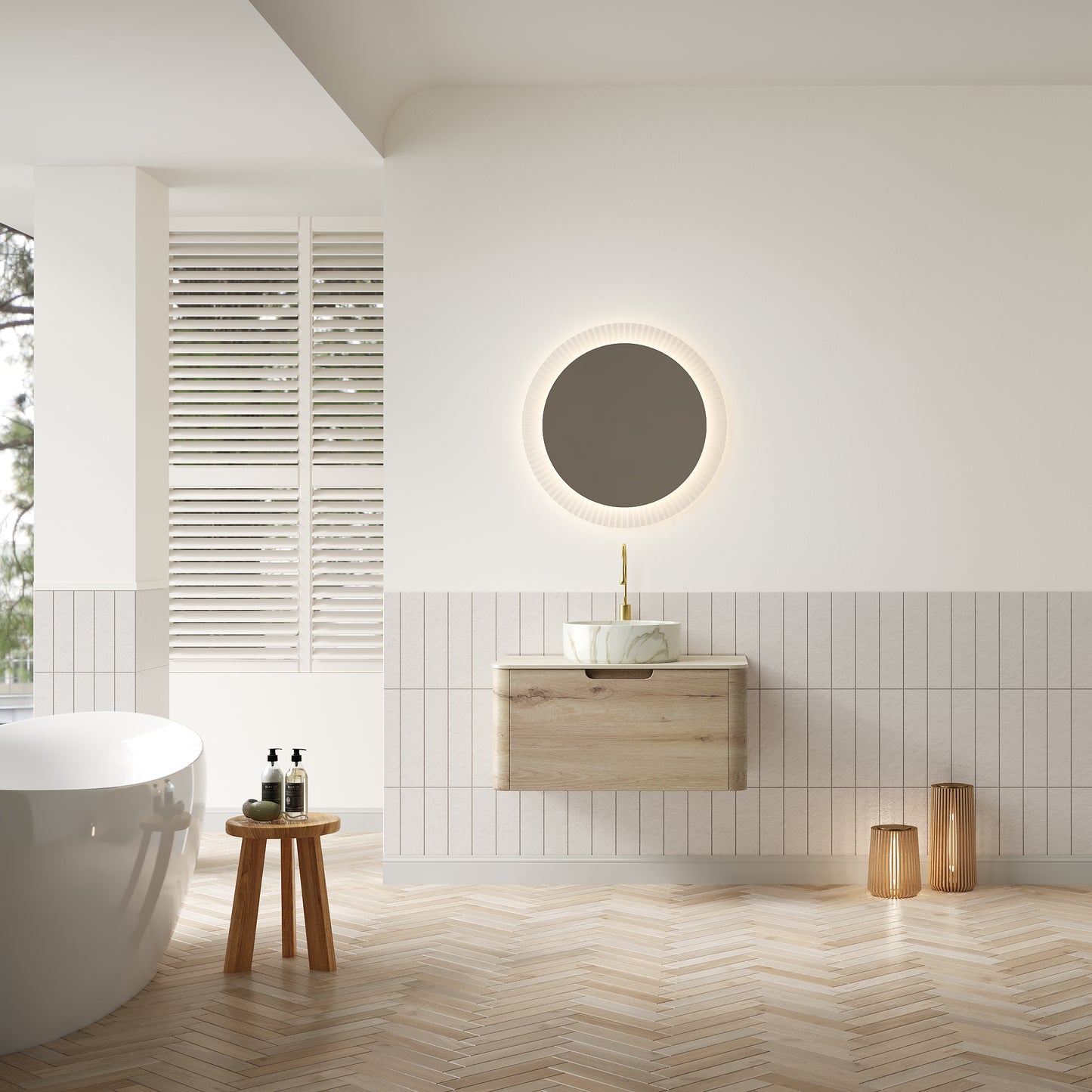 XAI 36" Badezimmerwaschtisch mit Waschbecken, schwebender Sperrholz-Aufbewahrungsschrank mit Schublade, Keramikwaschbecken mit Steinmuster