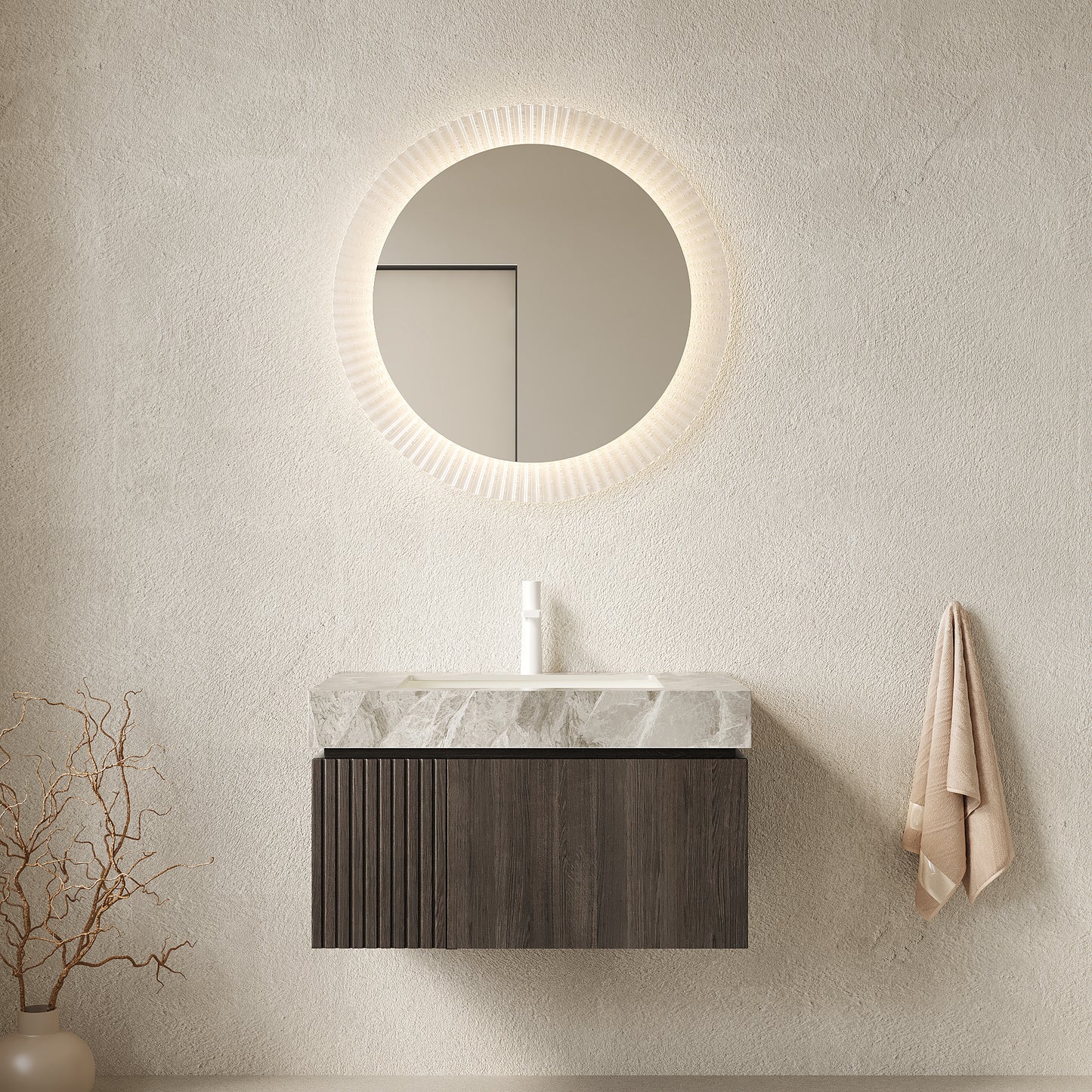 MURI Bathroom Vanity&Sink Espresso Woodgrain Color