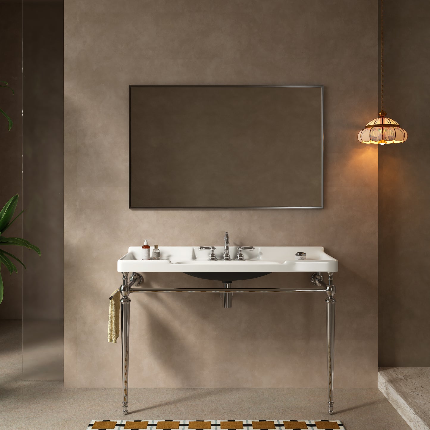 VICI Bathroom Console Sink, White Color