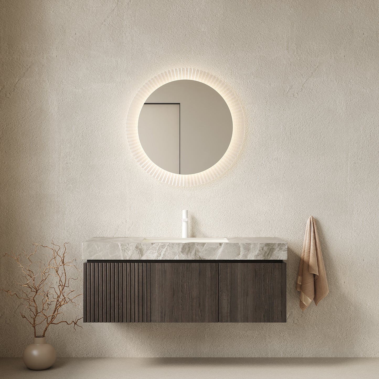 MURI Bathroom Vanity&Sink Espresso Woodgrain Color