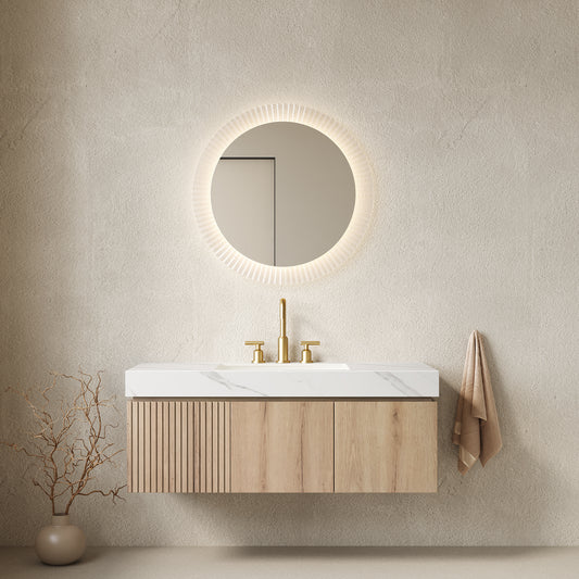 MURI Bathroom Vanity&Sink, White Oak Woodgrain