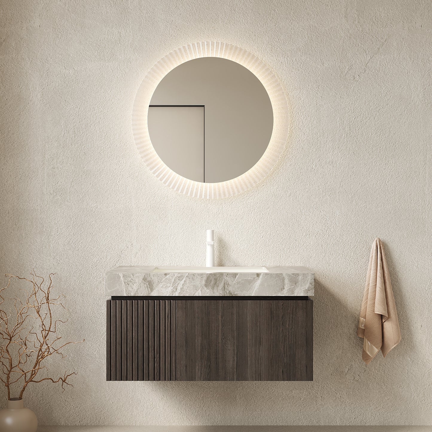 MURI Bathroom Vanity&Sink Espresso Woodgrain Color