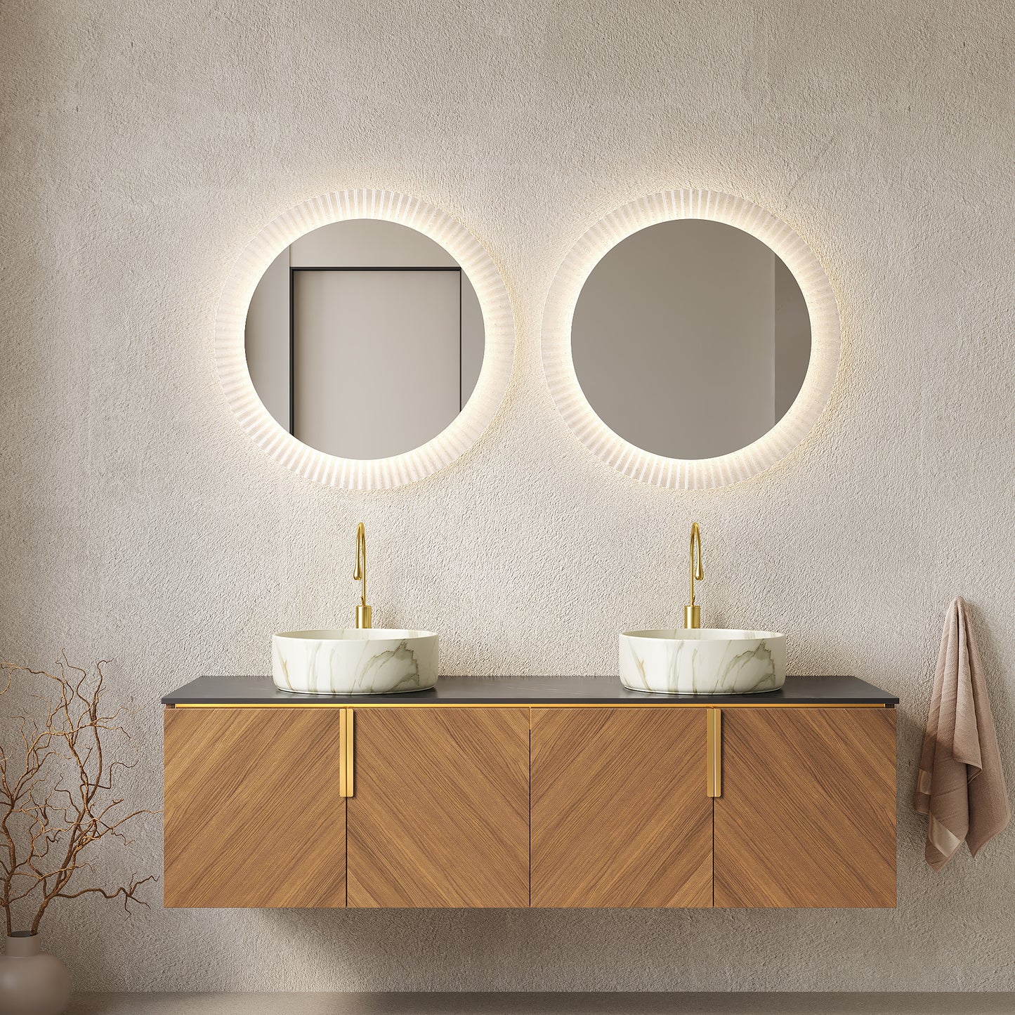 ARAI Bathroom Vanity&Sink,Brown Oak Woodgrain Color