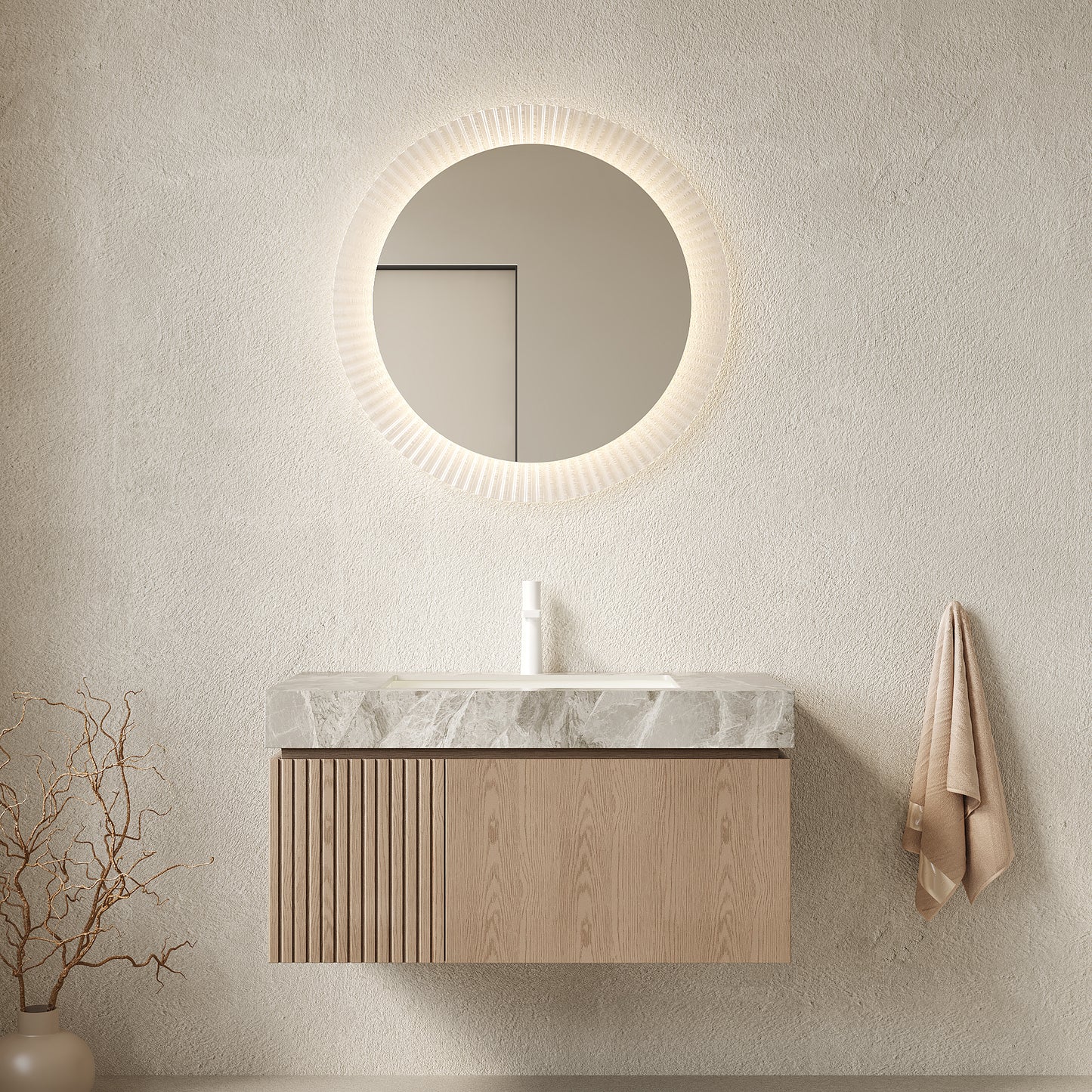 MURI Bathroom Vanity&Sink, Heidelberg Woodgrain Color