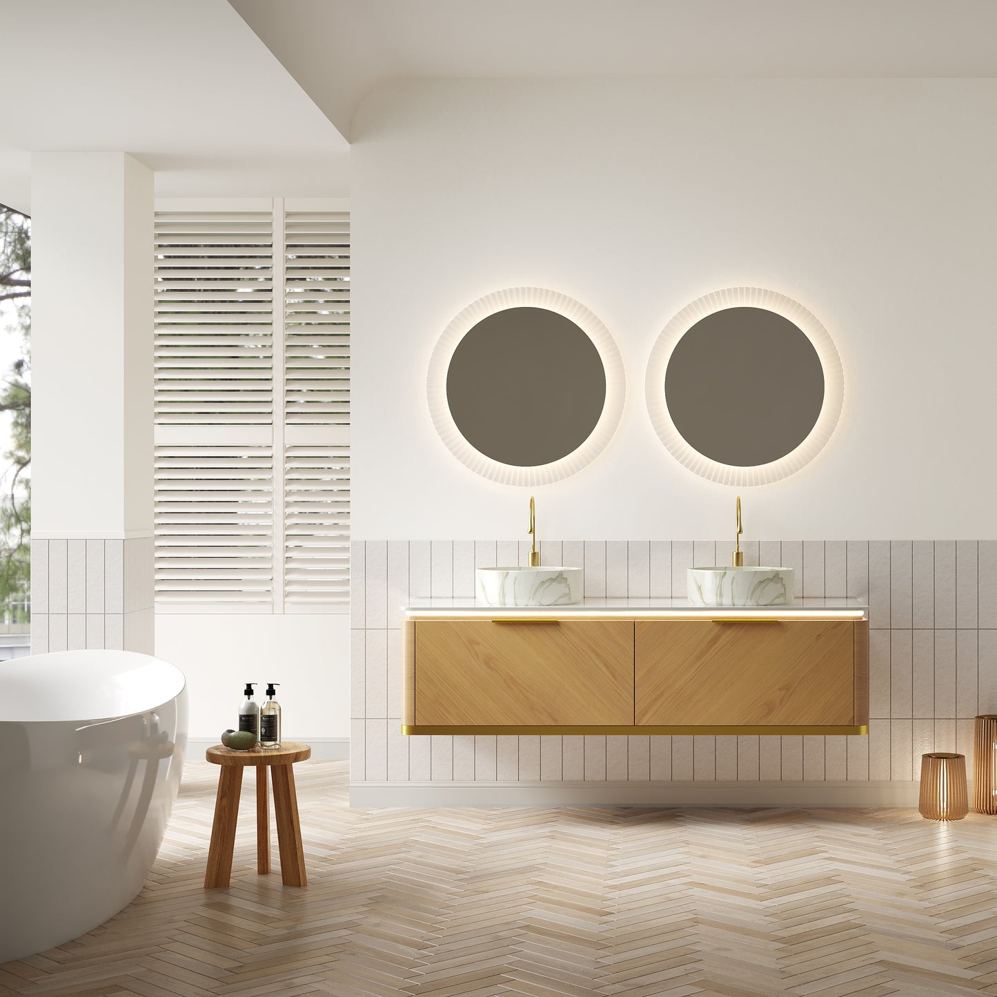 DIPA 60" Badezimmer-Waschtisch und Waschbecken, schwebender Sperrholz-Aufbewahrungsschrank mit Schublade, Eichenholzmaserung