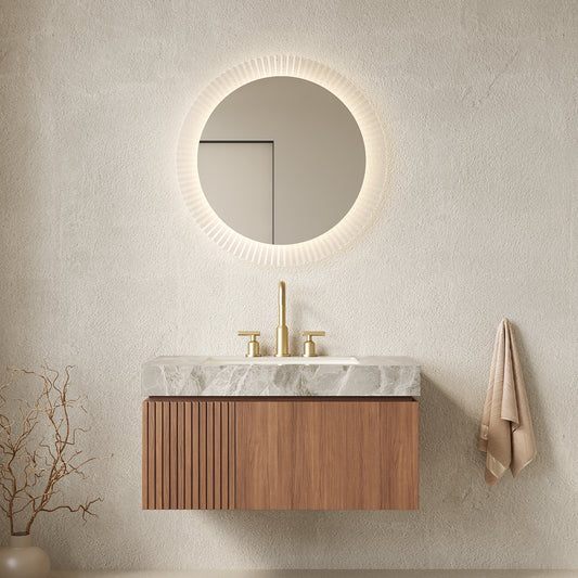 MURI Bathroom Vanity&Sink, Brown Oak Woodgrain Color