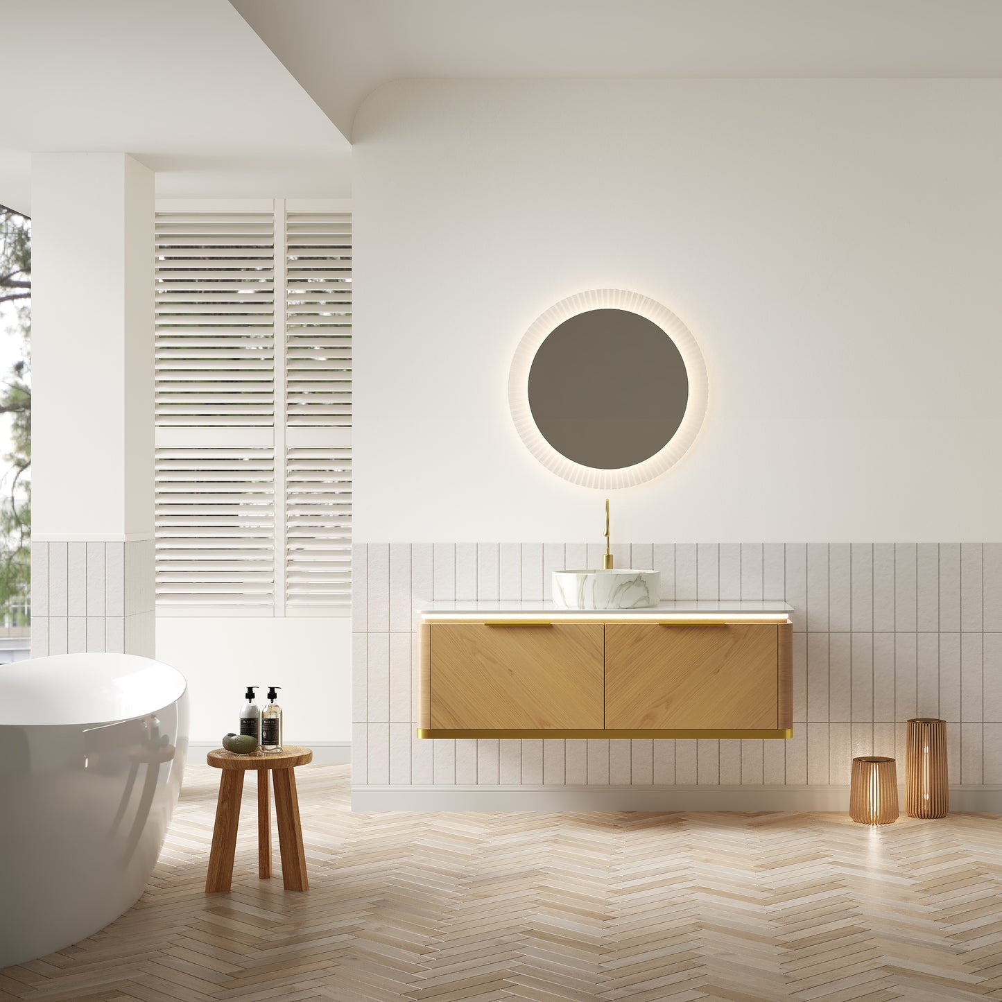 DIPA 60" Badezimmer-Waschtisch und Waschbecken, schwebender Sperrholz-Aufbewahrungsschrank mit Schublade, Eichenholzmaserung