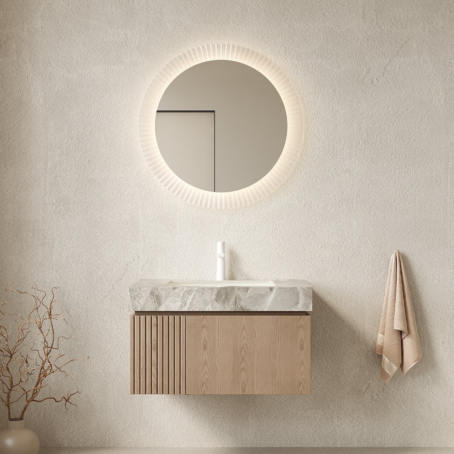 MURI Bathroom Vanity&Sink, Heidelberg Woodgrain Color