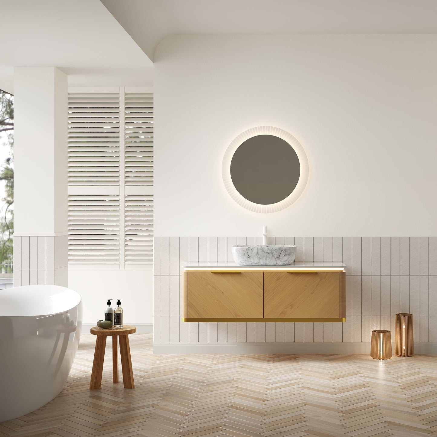 DIPA 60" Badezimmer-Waschtisch und Waschbecken, schwebender Sperrholz-Aufbewahrungsschrank mit 2 Schubladen, Sintersteinplatte