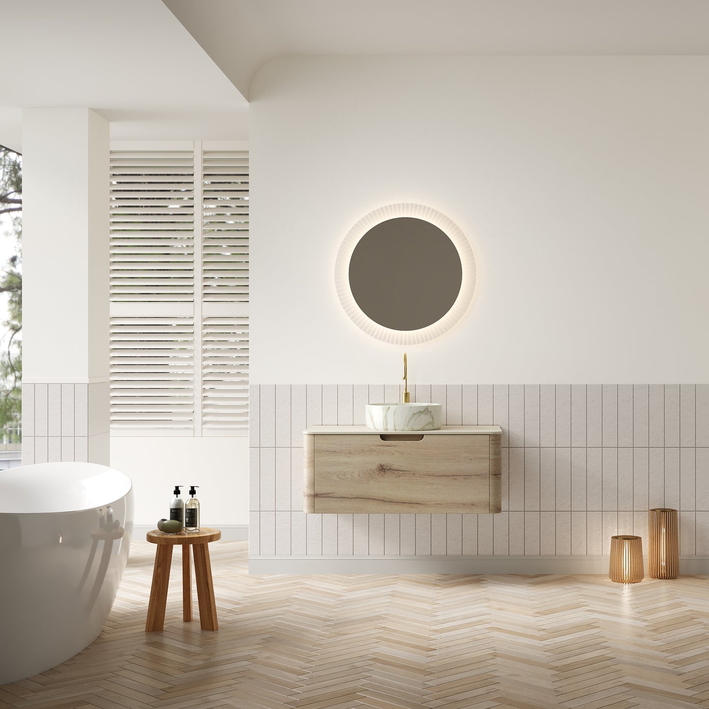 XAI 36" Badezimmerwaschtisch mit Waschbecken, schwebender Sperrholz-Aufbewahrungsschrank mit Schublade, Keramikwaschbecken mit Steinmuster