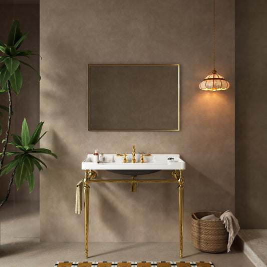VICI Bathroom Console Sink, White Color