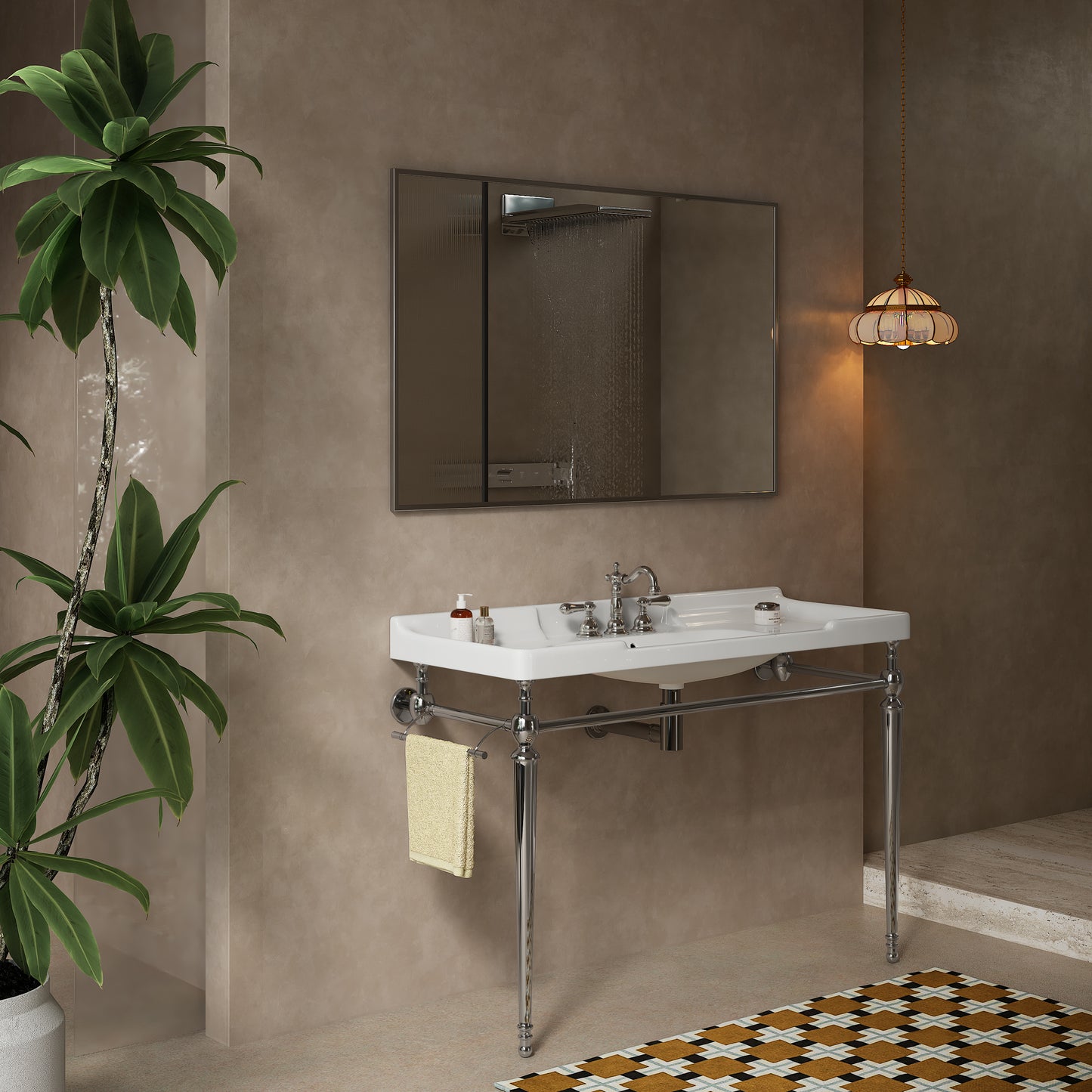 VICI Bathroom Console Sink, White Color