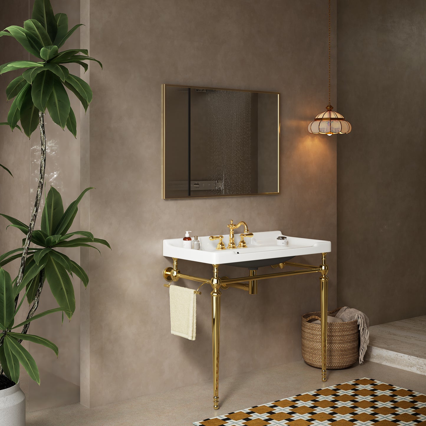 VICI Bathroom Console Sink, White Color