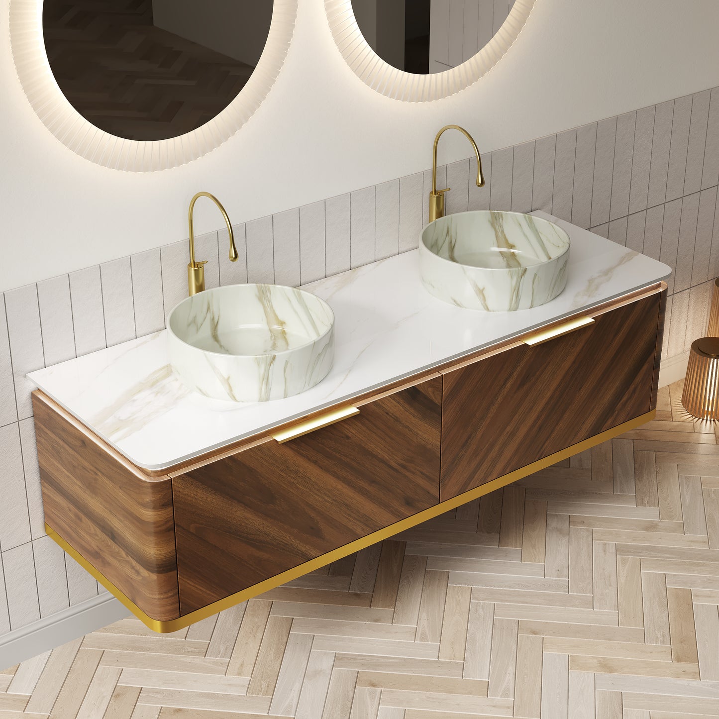 DIPA Bathroom Vanity & Sinks,Dark Walnut Woodgrain