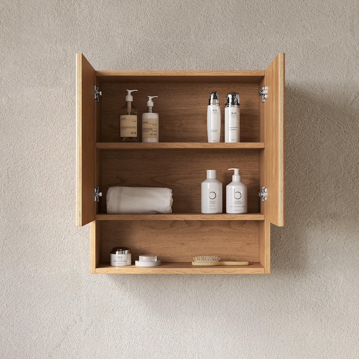 TOBI 26" Wall-Mounted Striped Bathroom Cabinet，Natural Woodgrain