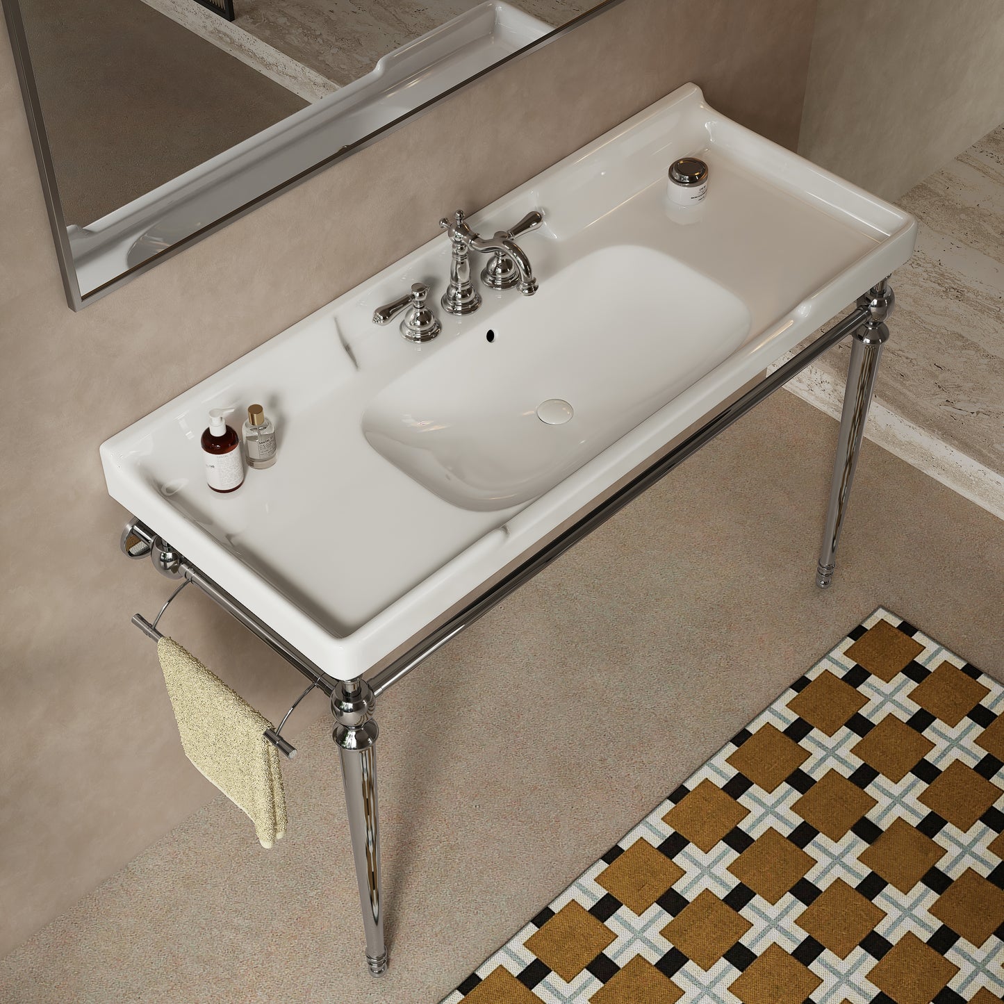 VICI Bathroom Console Sink, White Color