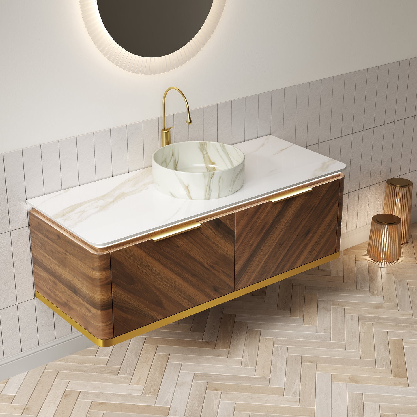 DIPA Bathroom Vanity & Sinks,Dark Walnut Woodgrain