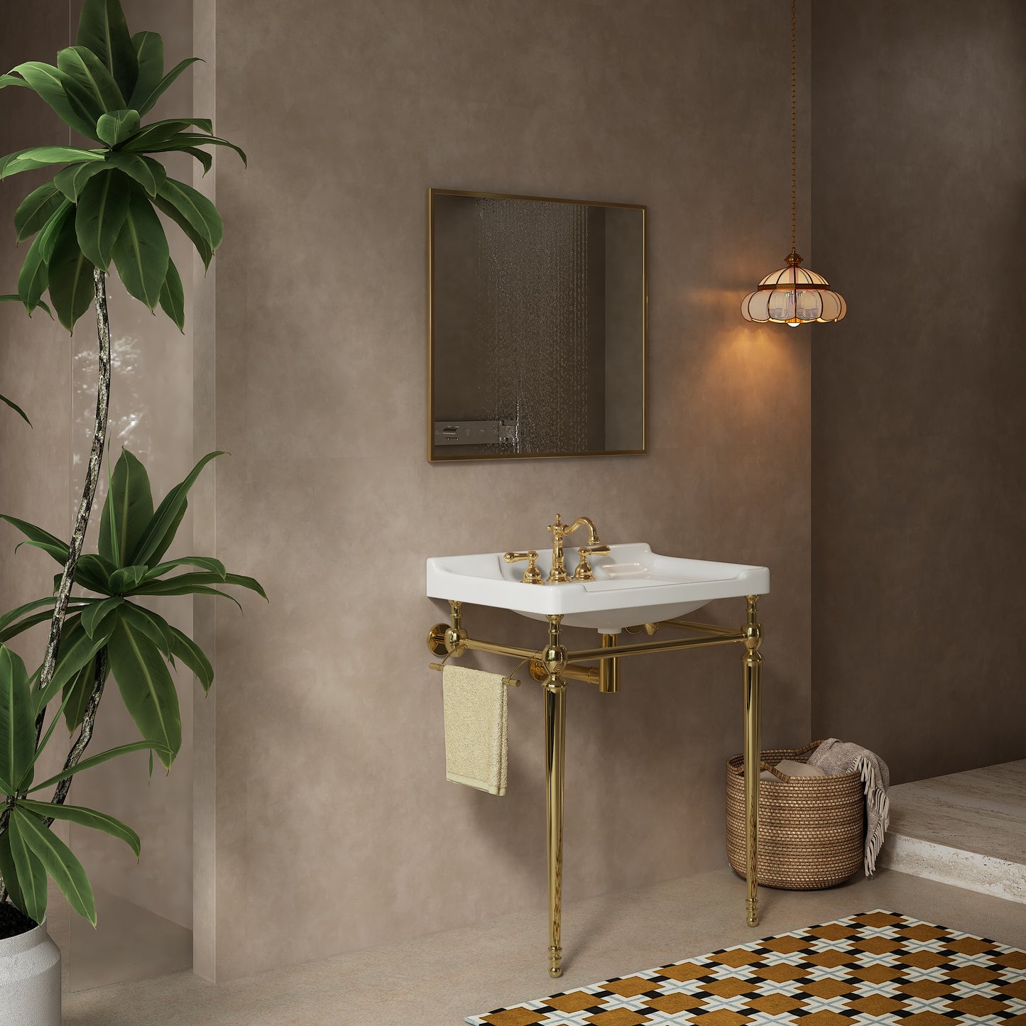 VICI Bathroom Console Sink, White Color