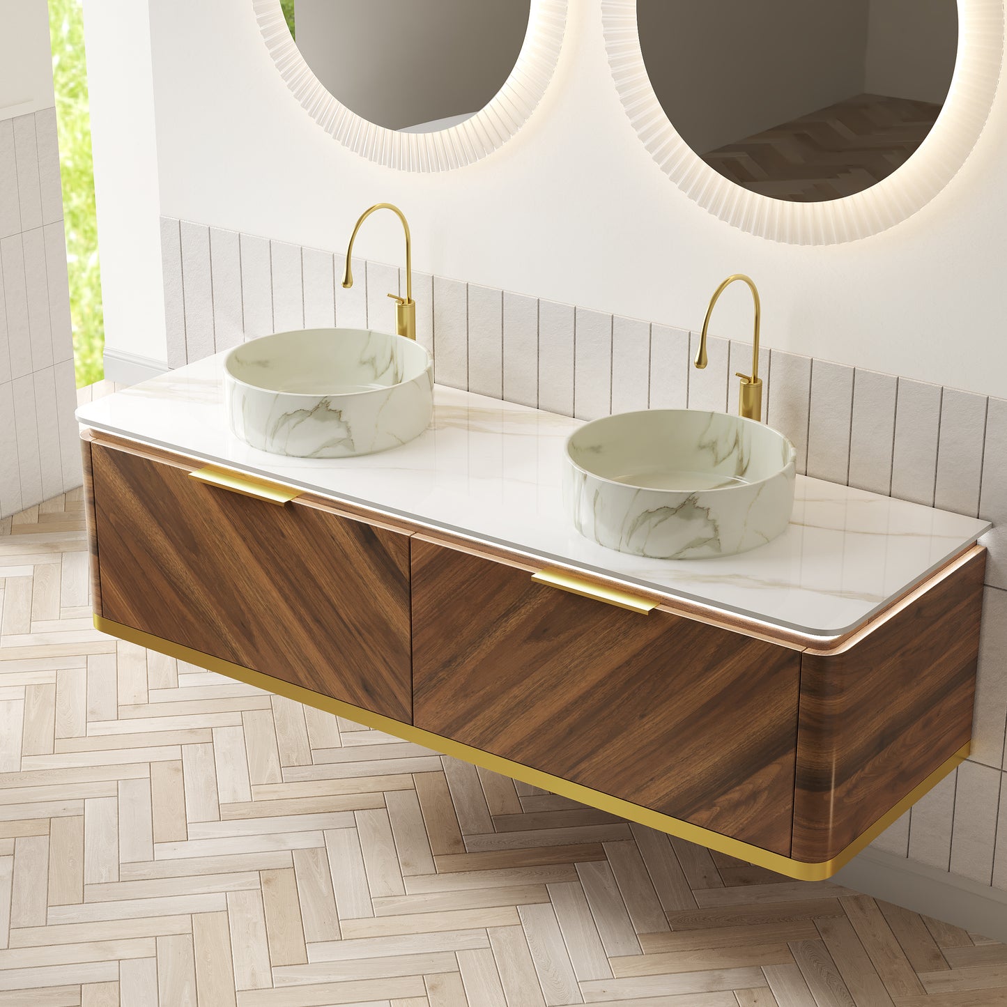 DIPA Bathroom Vanity & Sinks,Dark Walnut Woodgrain