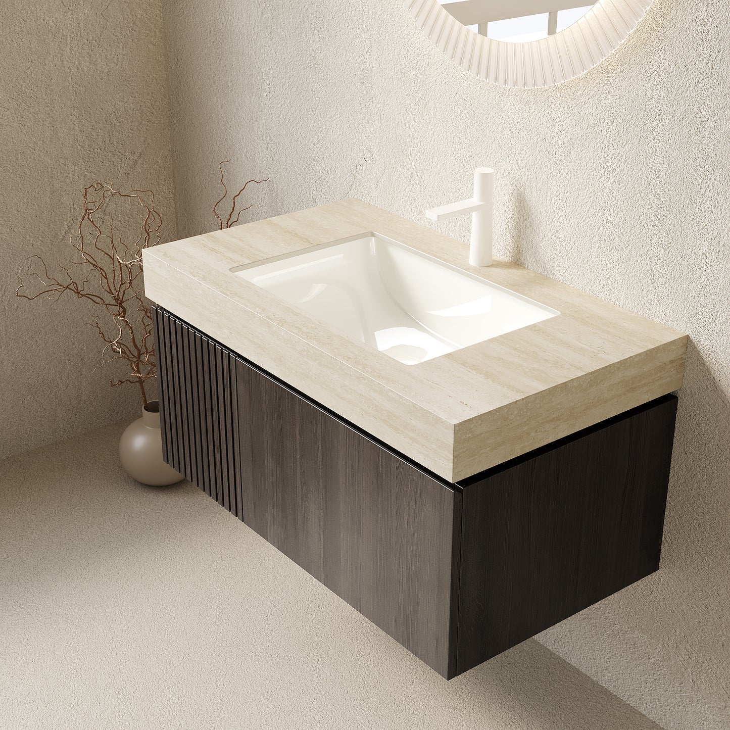 MURI Bathroom Vanity&Sink Espresso Woodgrain Color