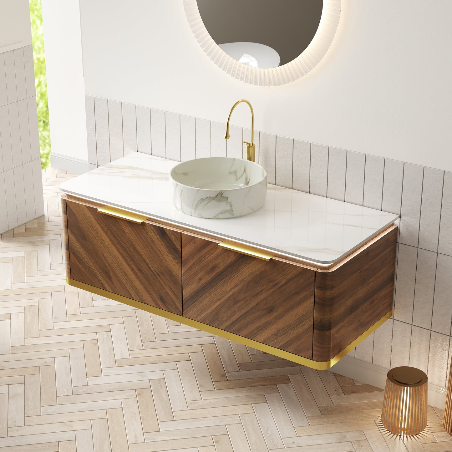 DIPA Bathroom Vanity & Sinks,Dark Walnut Woodgrain