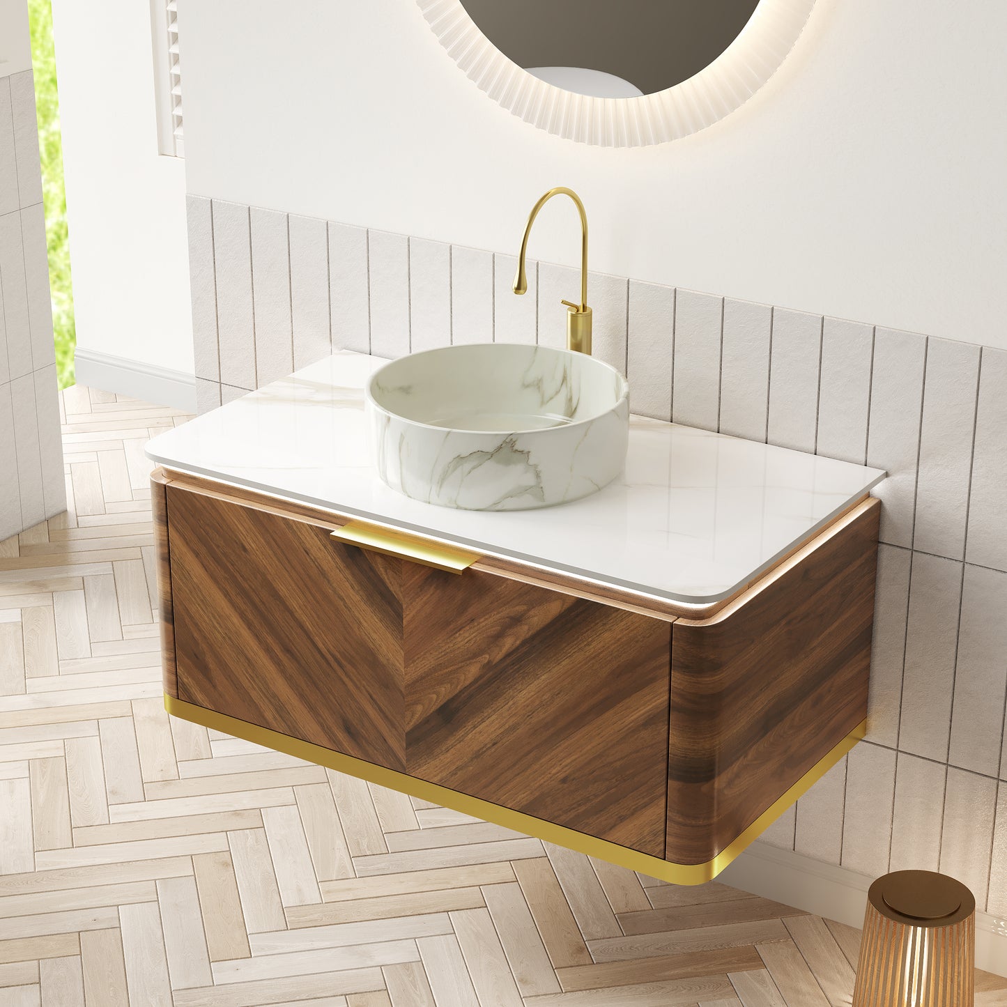 DIPA Bathroom Vanity & Sinks,Dark Walnut Woodgrain