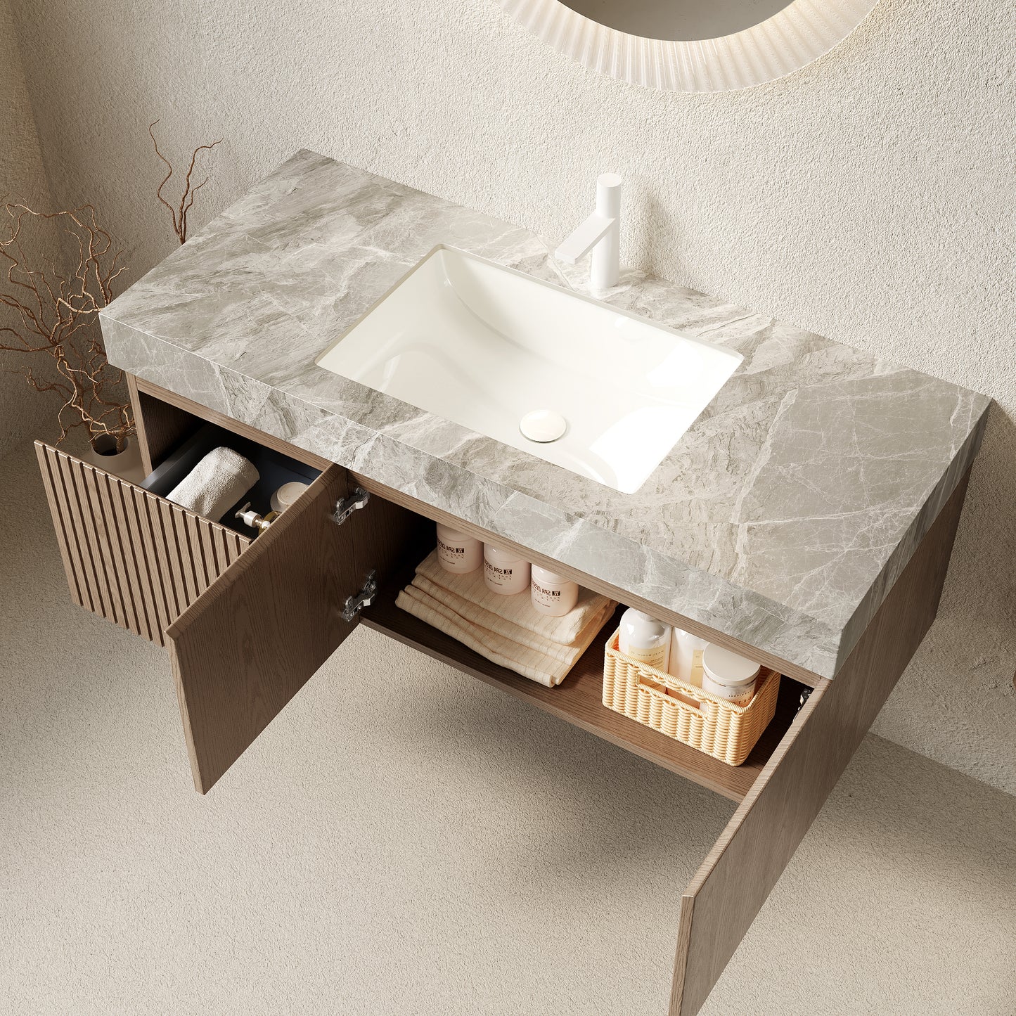 MURI Bathroom Vanity&Sink, Heidelberg Woodgrain Color