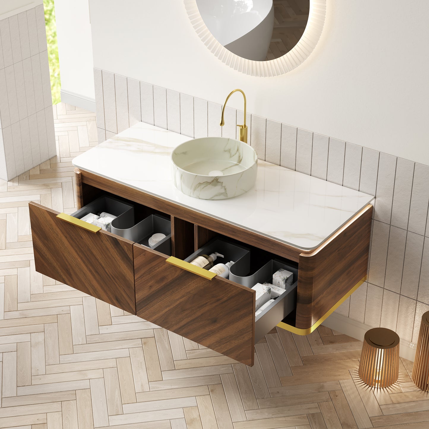 DIPA Bathroom Vanity & Sinks,Dark Walnut Woodgrain