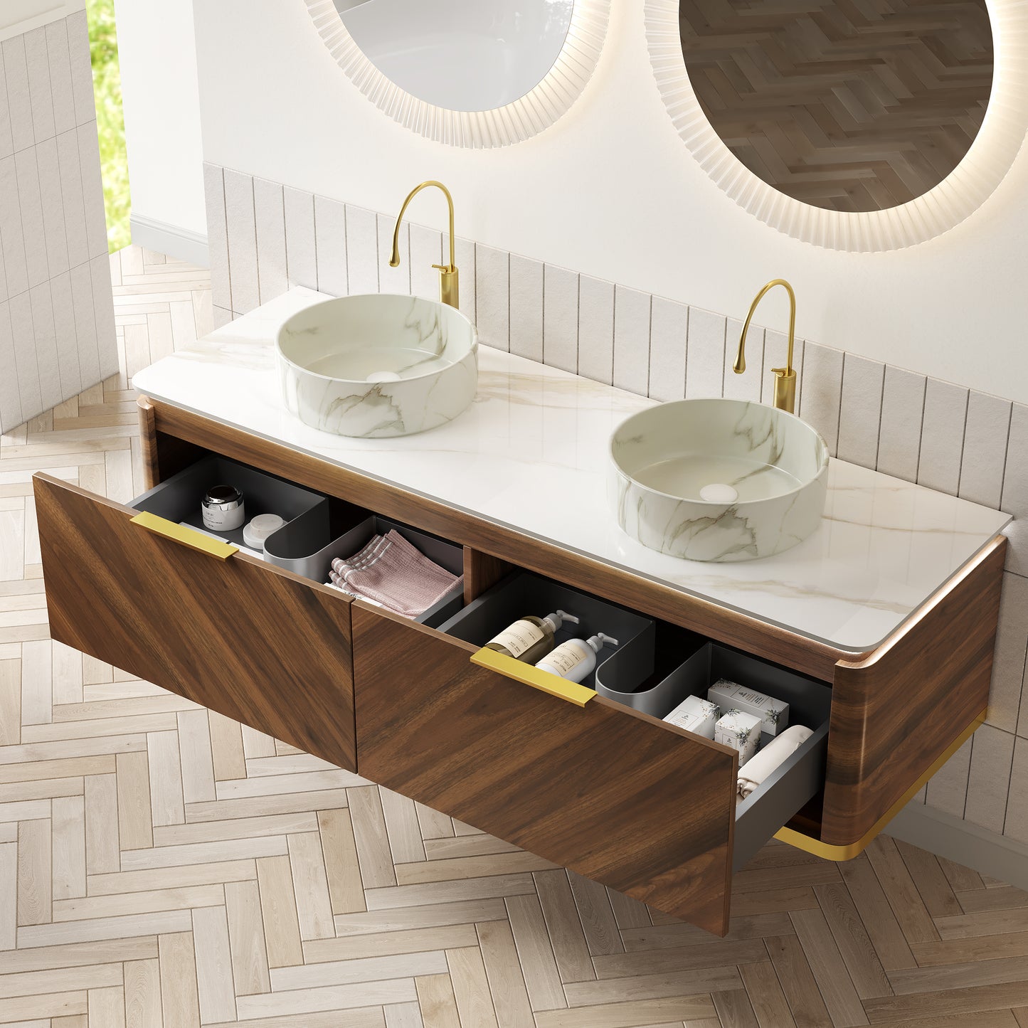 DIPA Bathroom Vanity & Sinks,Dark Walnut Woodgrain