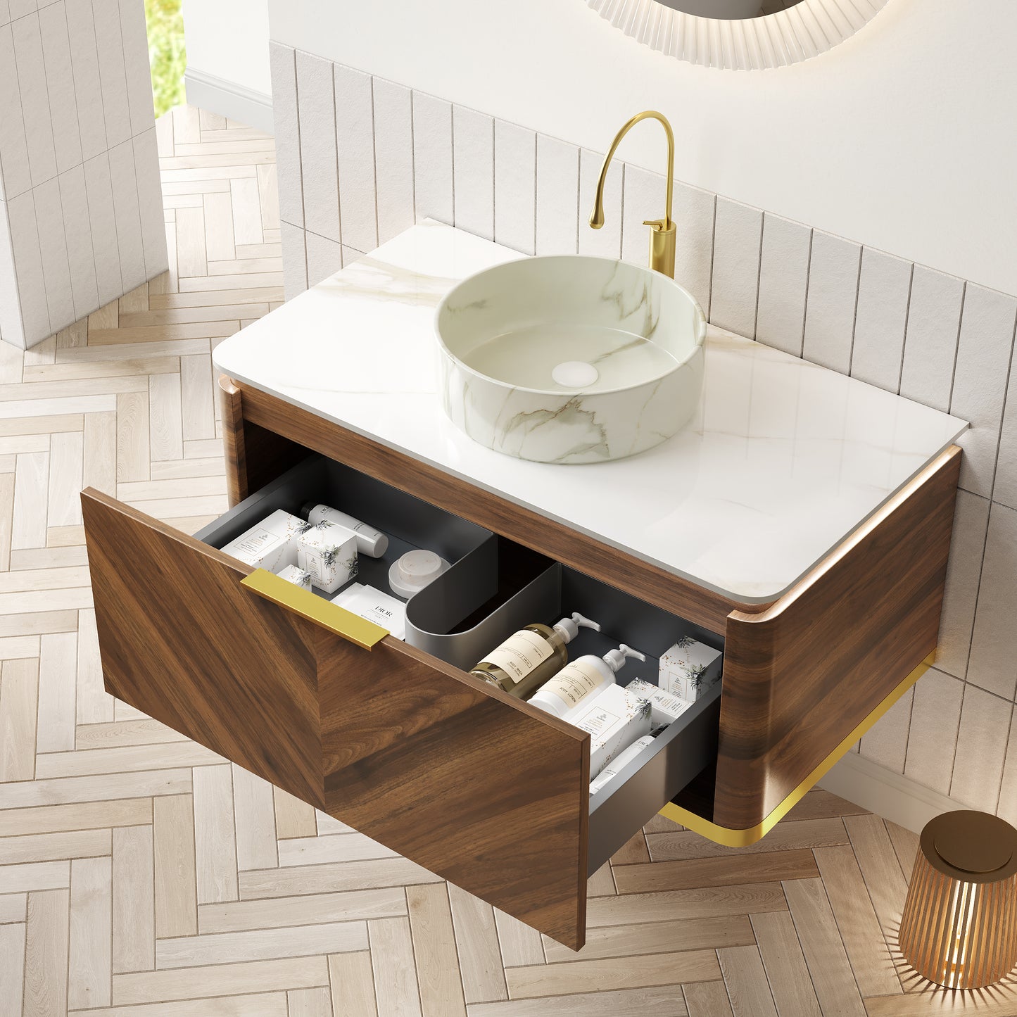 DIPA Bathroom Vanity & Sinks,Dark Walnut Woodgrain