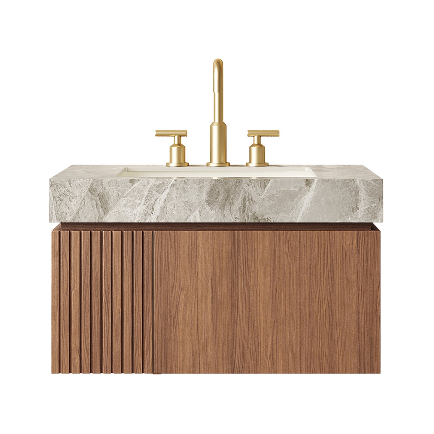 MURI Bathroom Vanity&Sink, Brown Oak Woodgrain Color