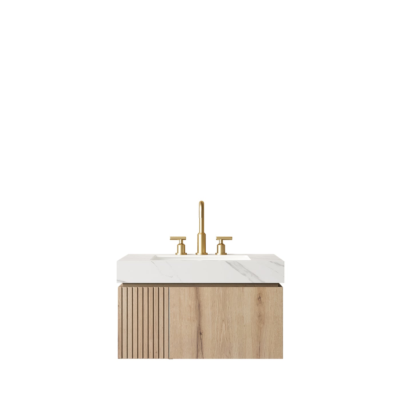 MURI Bathroom Vanity&Sink, White Oak Woodgrain