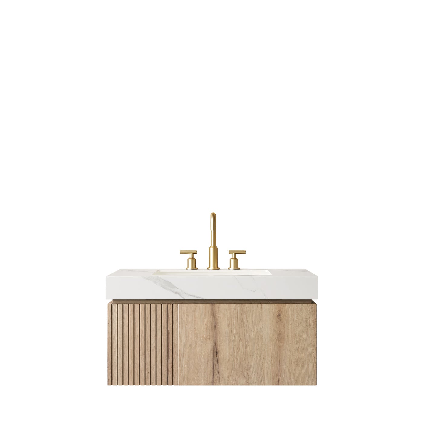 MURI Bathroom Vanity&Sink, White Oak Woodgrain