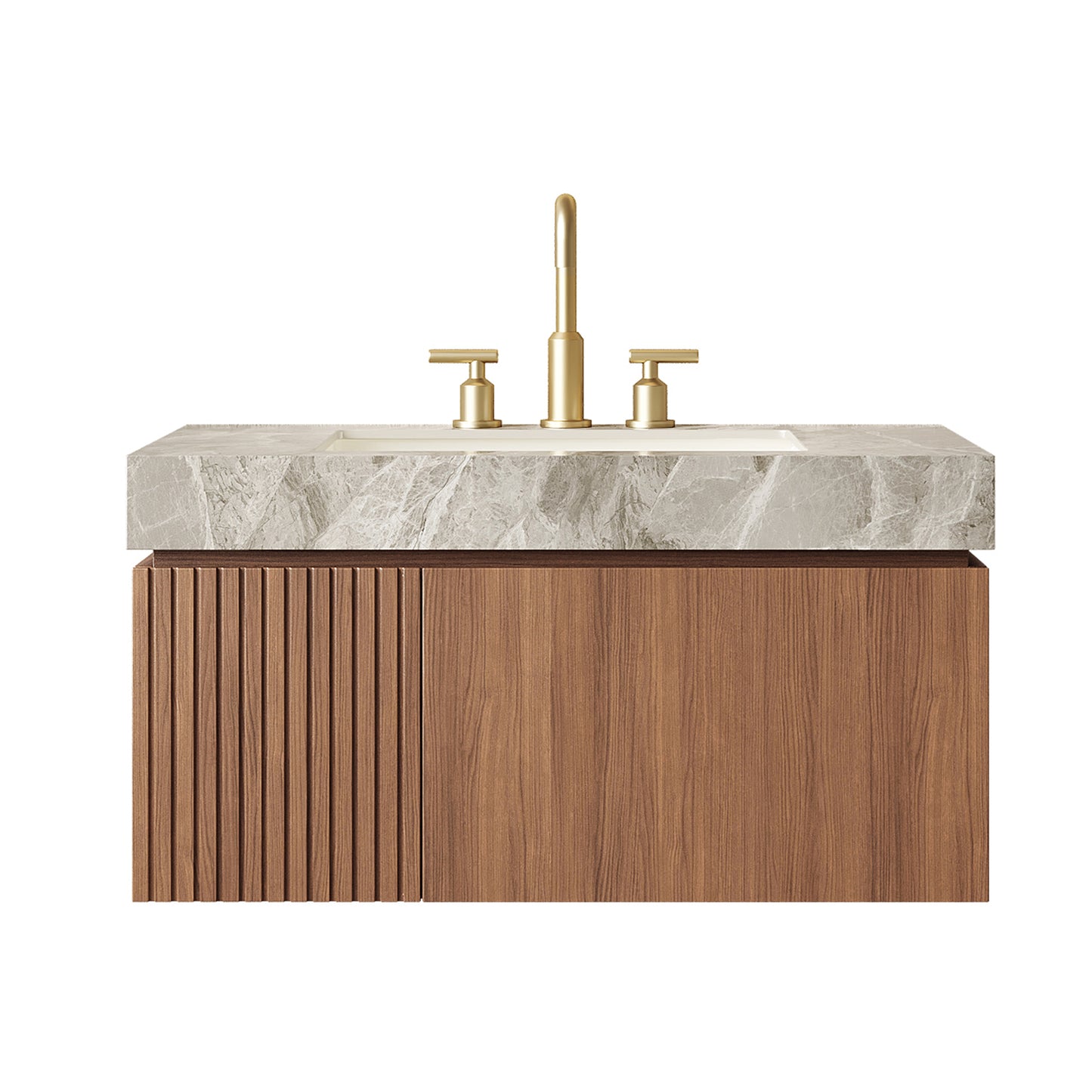 MURI Bathroom Vanity&Sink, Brown Oak Woodgrain Color