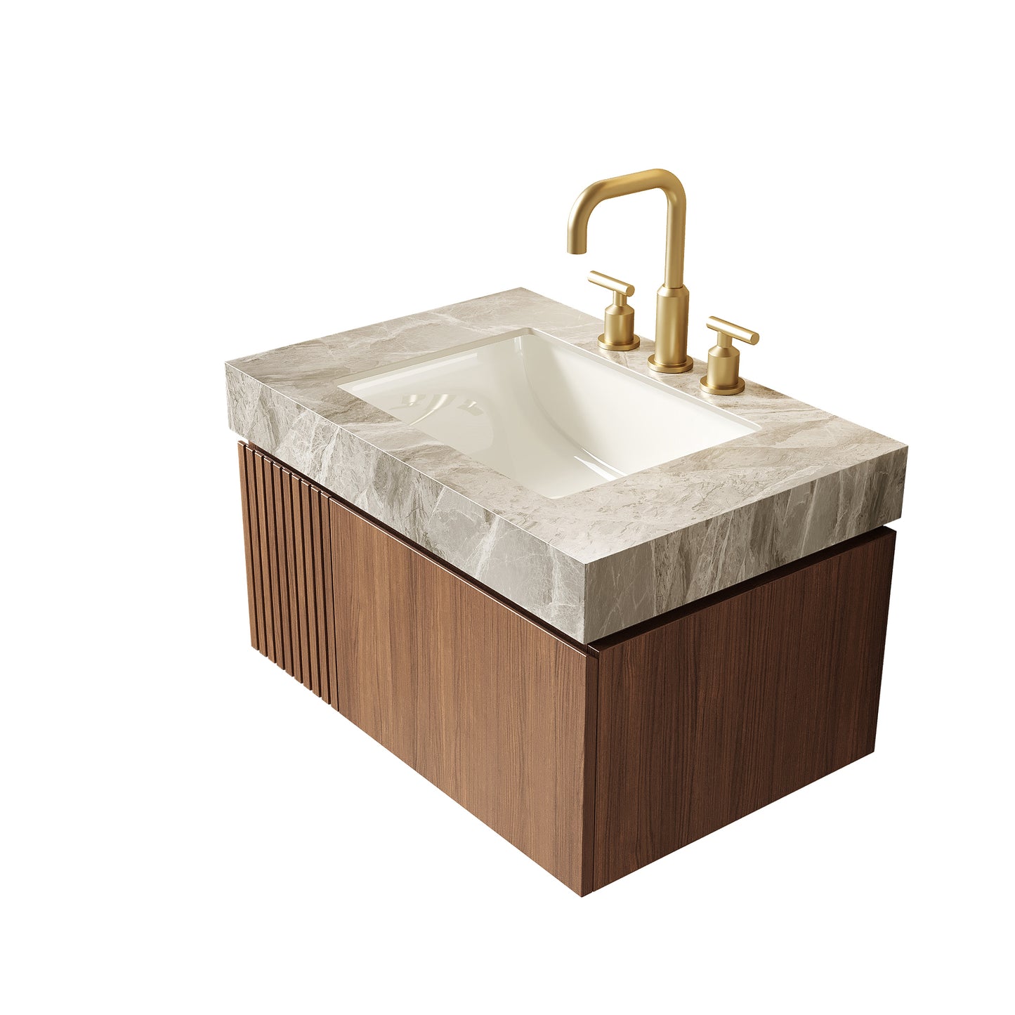 MURI Bathroom Vanity&Sink, Brown Oak Woodgrain Color