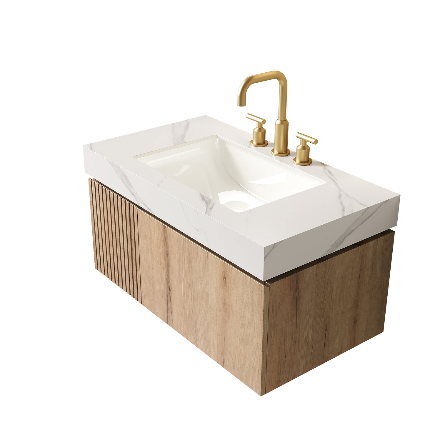 MURI Bathroom Vanity&Sink, White Oak Woodgrain
