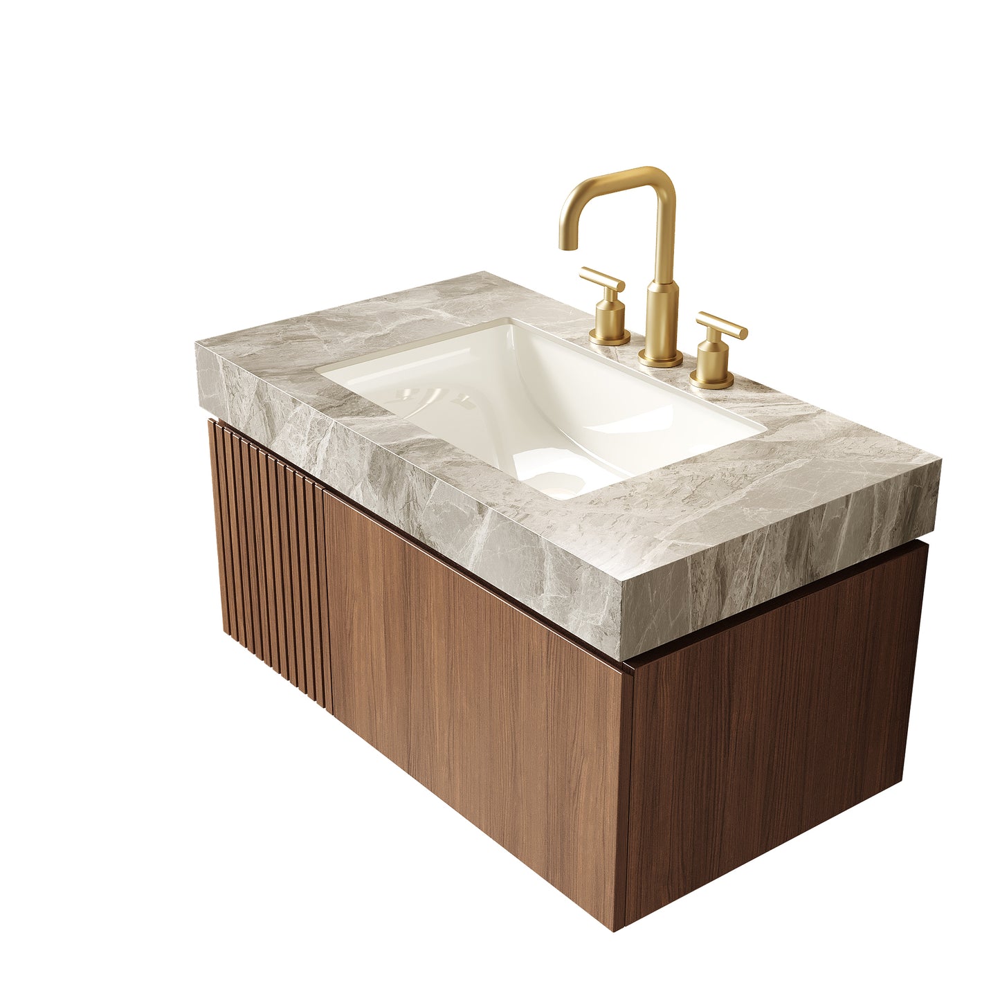 MURI Bathroom Vanity&Sink, Brown Oak Woodgrain Color