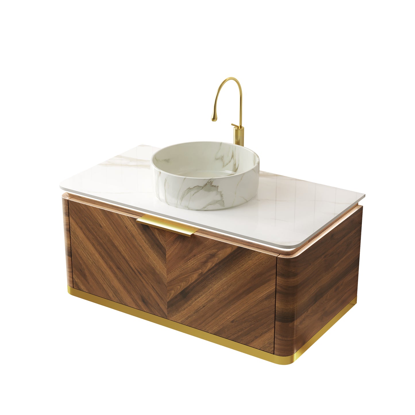 DIPA Bathroom Vanity & Sinks,Dark Walnut Woodgrain