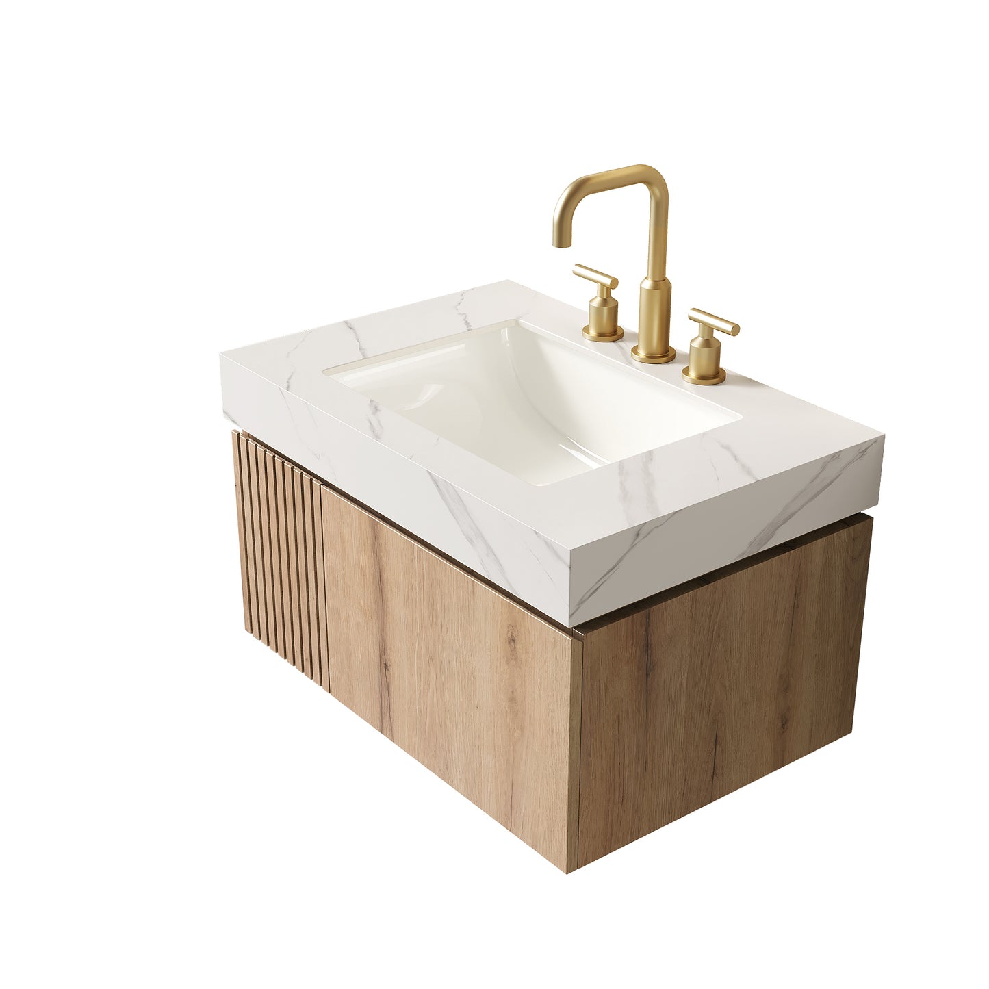 MURI Bathroom Vanity&Sink, White Oak Woodgrain