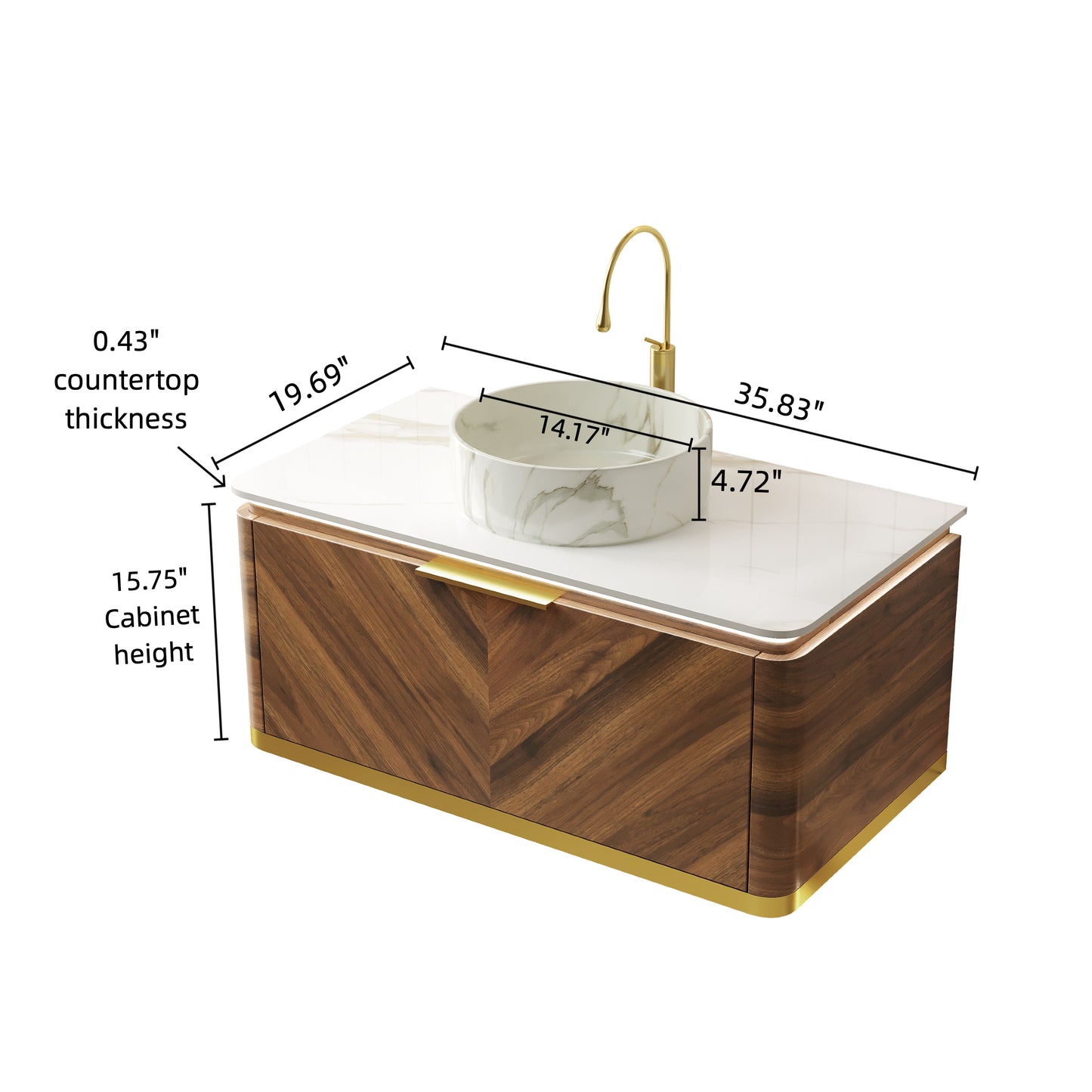 DIPA Bathroom Vanity & Sinks,Dark Walnut Woodgrain