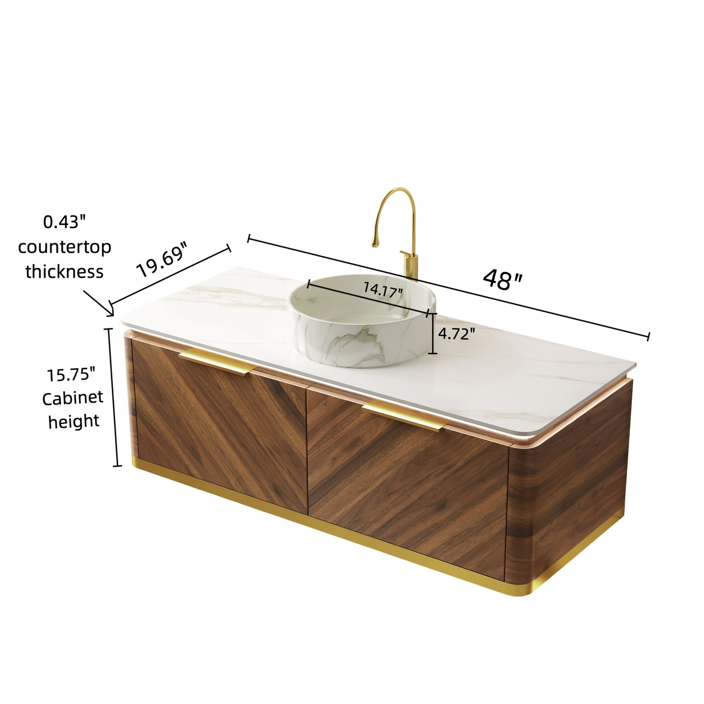 DIPA Bathroom Vanity & Sinks,Dark Walnut Woodgrain