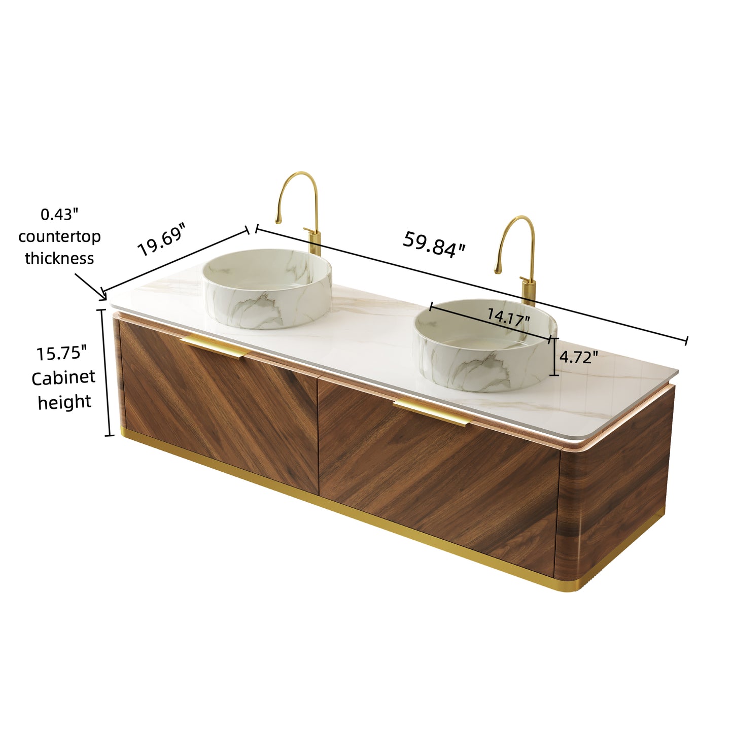 DIPA Bathroom Vanity & Sinks,Dark Walnut Woodgrain