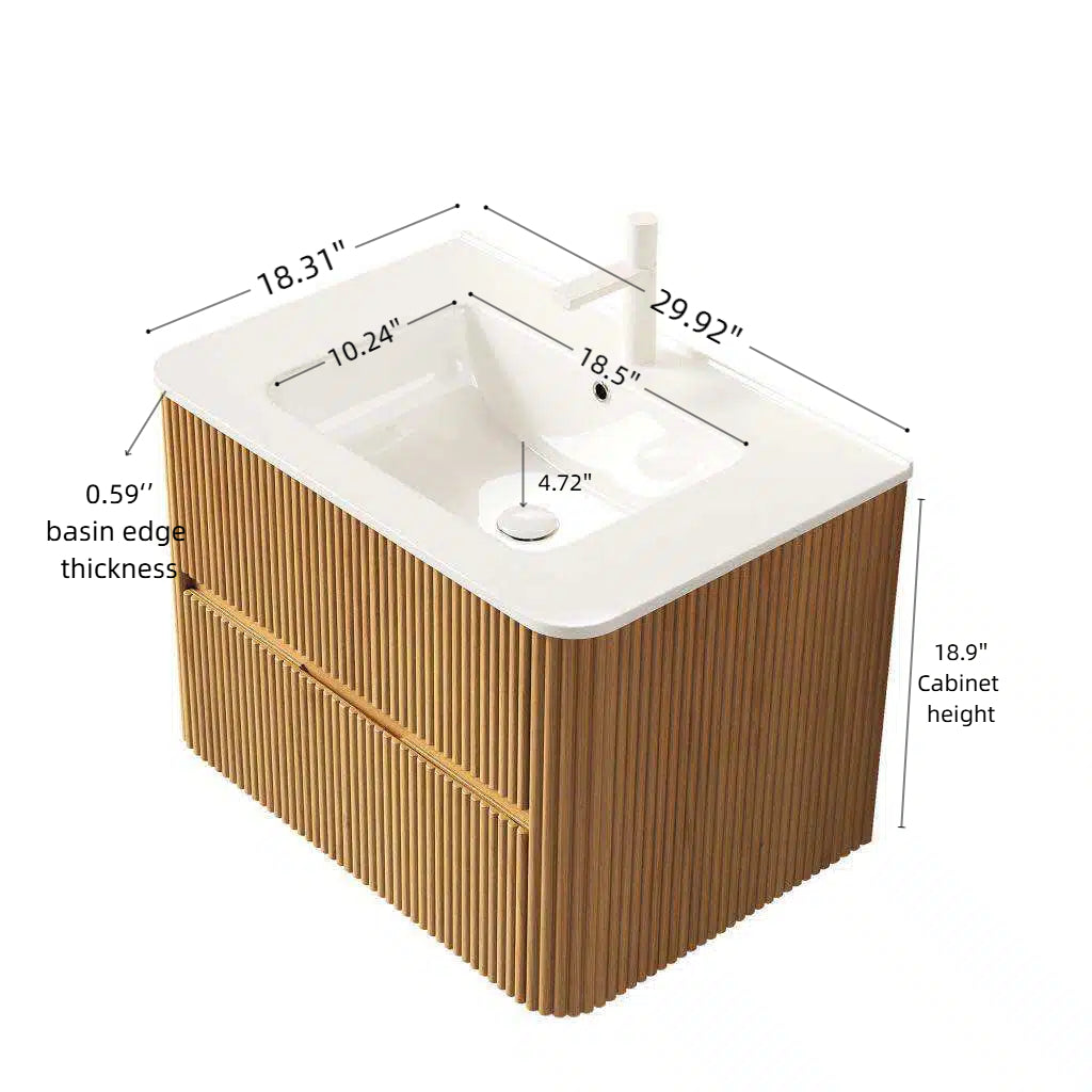 NOOR Bathroom Vanity with Sink, Natural Woodgrain Color