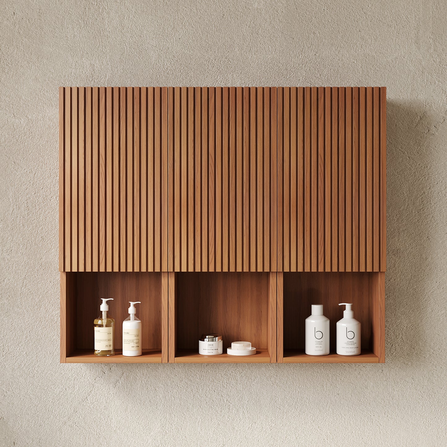 MITCH 41" Bathroom Wall Mounted Cabinet, Composed of 6 Cabinets with Doors, Can be Used in Combination or Individually, Suitable for Bathroom, Living Room, and Laundry, Brown Oak Woodgrain Color